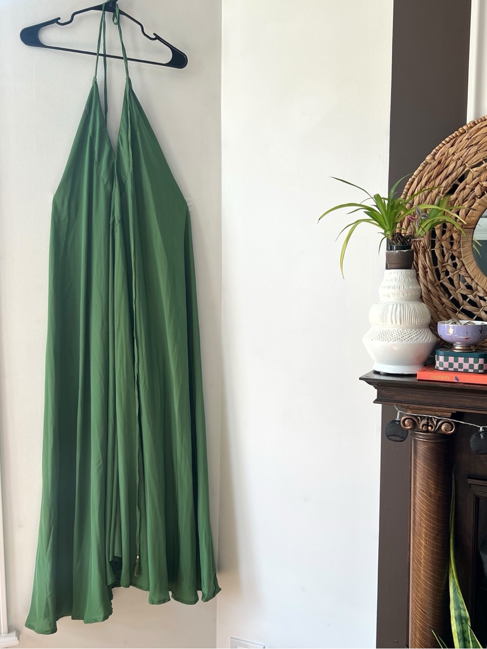 New! Karma Highway Green Halter Low Back Maxi Dress | One Size